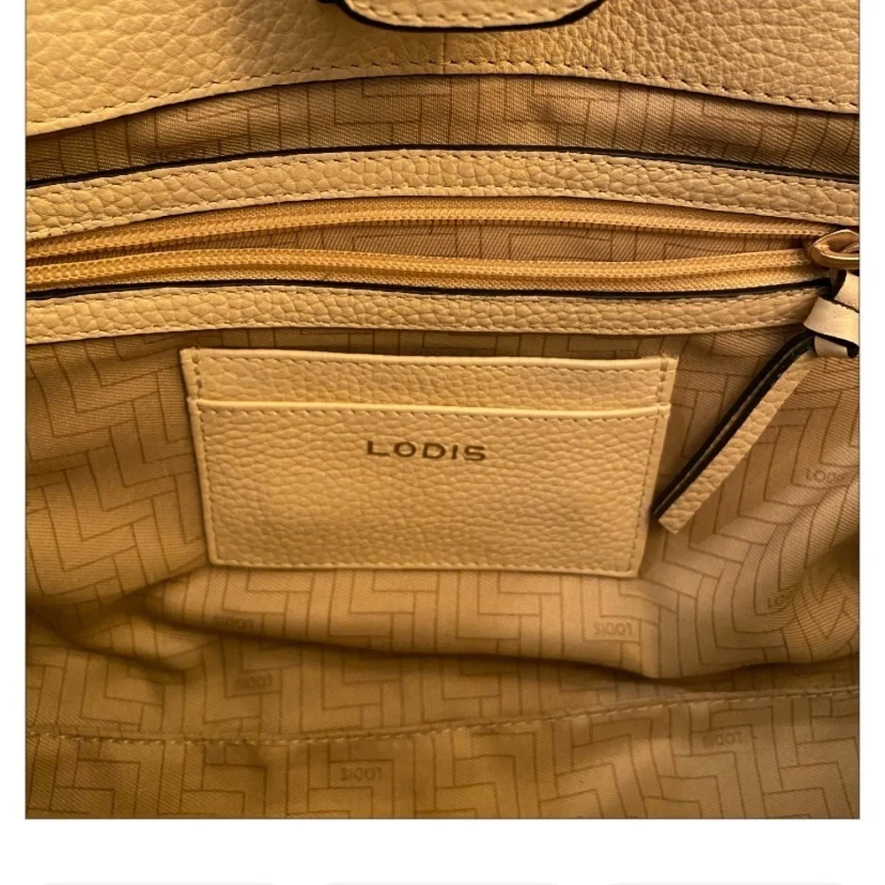LODIS Grace Leather Satchel with crossbody in Cream
